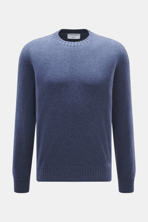Gran Sasso  - Herren - Cashmere Rundhalspullover rauchblau/dunkelblau meliert