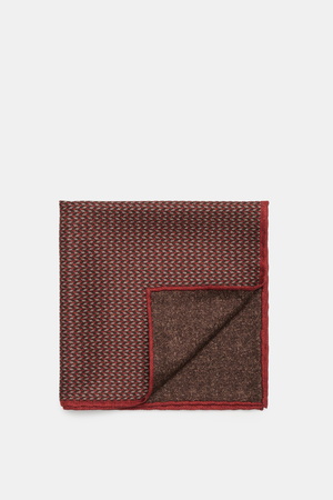 Brunello Cucinelli  - Herren - Seiden-Einstecktuch rotbraun/dunkelbraun gemustert