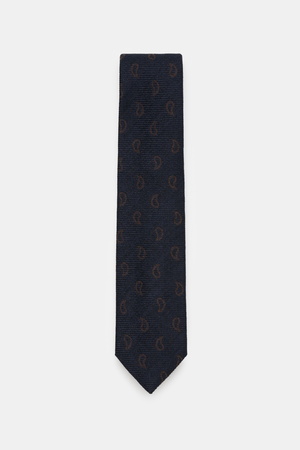 Borrelli  - Herren - Krawatte navy/dunkelbraun gemustert