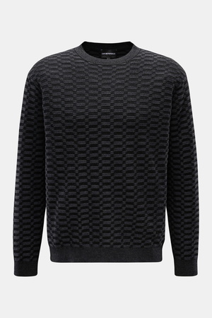 Emporio Armani  - Herren - Rundhalspullover schwarz/dunkelgrau gemustert