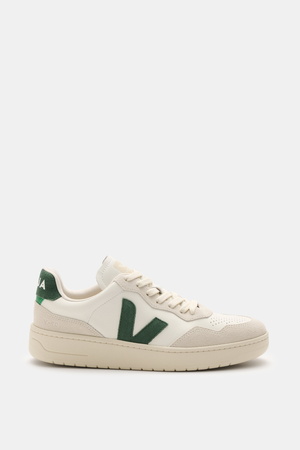 Veja - Herren - Sneaker 'V-90 O.T. Leather' offwhite/hellgrau/dunkelgrün