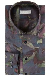 Etro Herren Hemd mit Enten-Print Marineblau grau