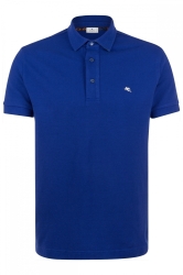 Etro Herren Piqué Poloshirt mit Logo Mittelblau blau
