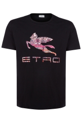 Etro Herren T-Shirt mit Logo Schwarz schwarz