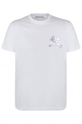 Etro Herren T-Shirt mit Logo Weiss silber
