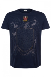 Etro Herren T-Shirt mit  Wappen Marineblau