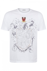 Etro Herren T-Shirt mit  Wappen Weiss grau