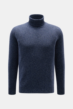 Fedeli  - Herren - Cashmere Rollkragenpullover 'Derby' dunkelblau meliert