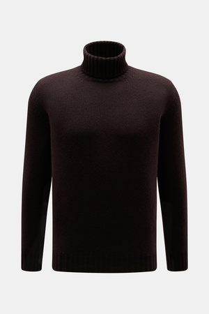 Fedeli  - Herren - Cashmere Rollkragenpullover 'Derby' dunkelbraun