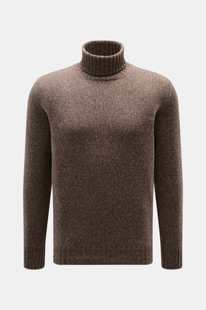 Fedeli  - Herren - Cashmere Rollkragenpullover 'Derby' graubraun meliert