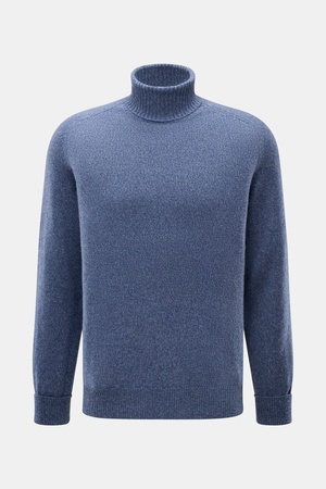 Fedeli  - Herren - Cashmere Rollkragenpullover 'Derby Saddler' dunkelblau meliert