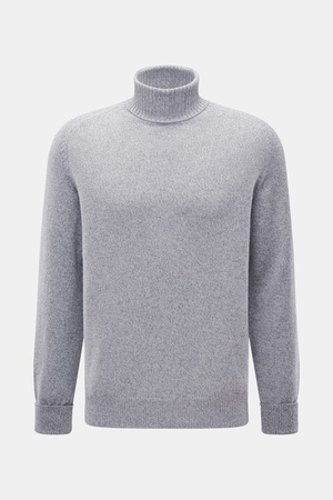 Fedeli  - Herren - Cashmere Rollkragenpullover 'Derby Saddler' grau meliert