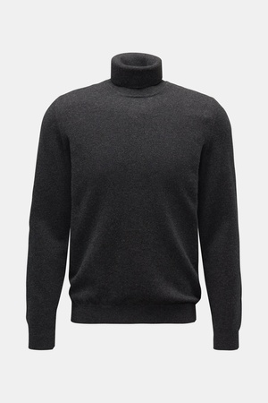 Fedeli  - Herren - Cashmere Rollkragenpullover 'Derby Slim' dunkelgrau