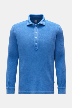 Fedeli  - Herren - Frottee Longsleeve-Poloshirt 'Five Terry' blau