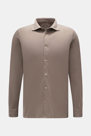 Fedeli  - Herren - Jersey-Hemd 'Jason' Haifisch-Kragen taupe