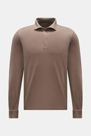 Fedeli  - Herren - Jersey Longsleeve-Poloshirt 'Zero' taupe