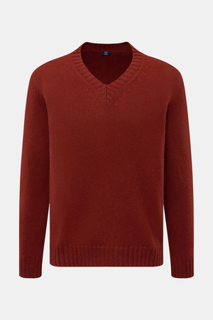 Fedeli  - Herren - V-Neck Pullover rotbraun