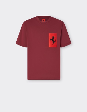 Ferrari T-shirt Aus Baumwolle Mit Tasche Mit Cavallino Rampante grau