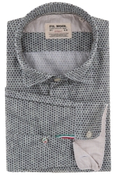 Fil Noir Herren Hemd Treviso Shaped mit Blumenprint Olivegrün grau
