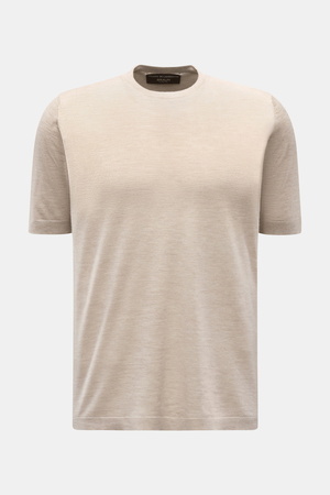 Filippo de Laurentiis  - Herren - Feinstrick-Kurzarmpullover beige meliert