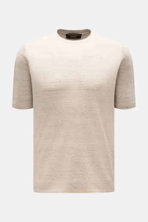 Filippo de Laurentiis  - Herren - Feinstrick-Kurzarmpullover beige meliert