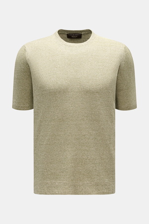 Filippo de Laurentiis  - Herren - Feinstrick-Kurzarmpullover oliv meliert