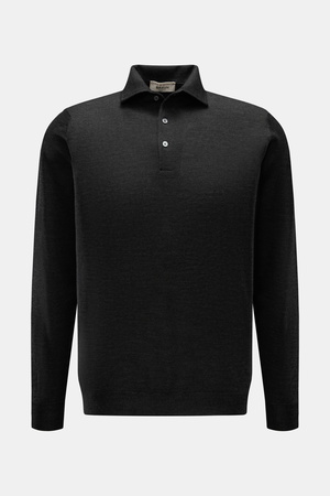 Filippo de Laurentiis  - Herren - Feinstrick-Polo anthrazit meliert