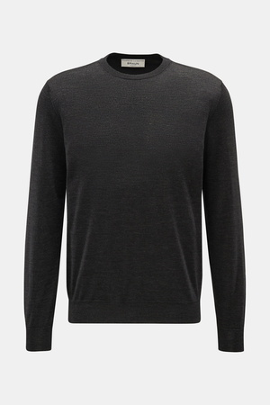 Filippo de Laurentiis  - Herren - Merino Feinstrick-Rundhalspullover dunkelgrau meliert