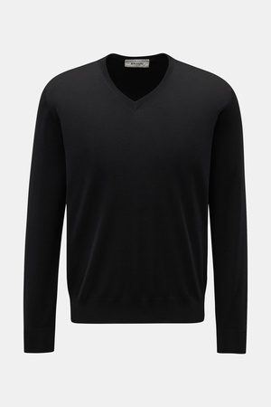 Filippo de Laurentiis  - Herren - Merino Feinstrick V-Neck Pullover schwarz