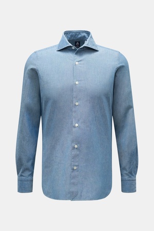 Finamore  - Herren - Oxford-Hemd 'Napoli Eduardo' Haifisch-Kragen blau
