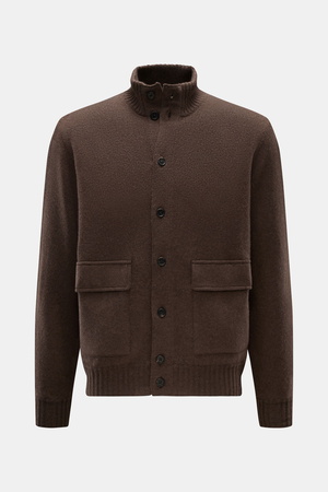 Fioroni  - Herren - Cashmere Cardigan dunkelbraun meliert