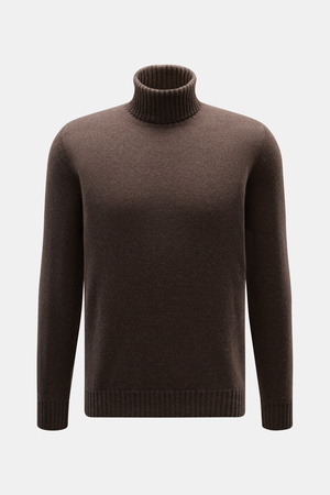 Fioroni  - Herren - Cashmere Rollkragenpullover 'Duvet' dunkelbraun meliert