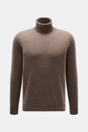 Fioroni  - Herren - Cashmere Rollkragenpullover 'Duvet' graubraun meliert