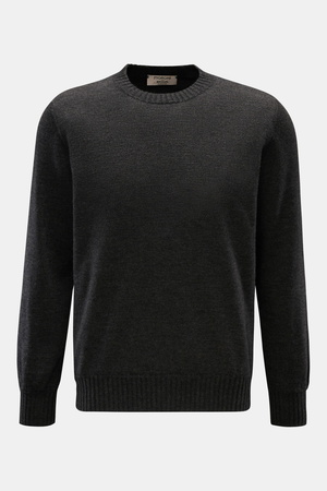 Fioroni  - Herren - Cashmere Rundhalspullover anthrazit meliert
