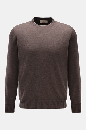 Fioroni  - Herren - Cashmere Rundhalspullover dunkelbraun meliert