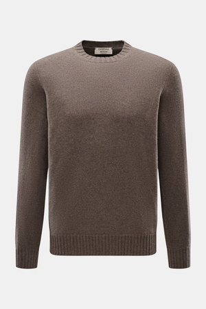 Fioroni  - Herren - Cashmere Rundhalspullover 'Duvet' graubraun meliert