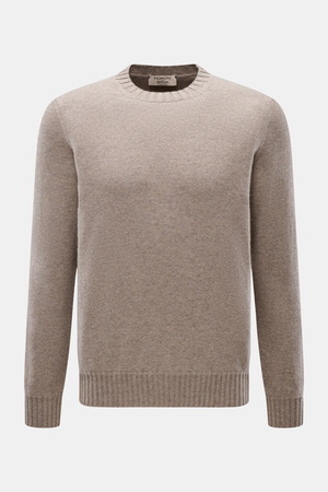 Fioroni  - Herren - Cashmere Rundhalspullover 'Duvet' taupe meliert