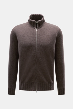 Fioroni  - Herren - Cashmere Strickjacke 'Duvet' dunkelbraun meliert