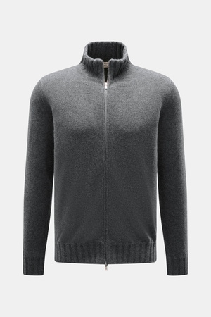 Fioroni  - Herren - Cashmere Strickjacke 'Duvet' dunkelgrau meliert