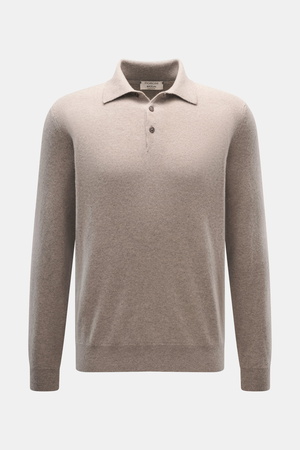 Fioroni  - Herren - Cashmere Strickpolo taupe meliert