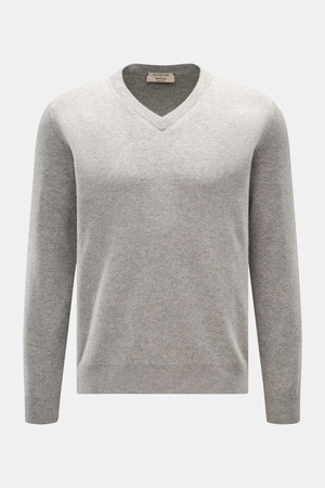Fioroni  - Herren - Cashmere V-Neck Pullover grau meliert