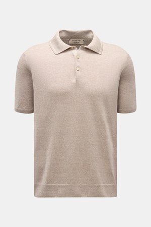 Fioroni  - Herren - Kurzarm-Strickpolo beige meliert