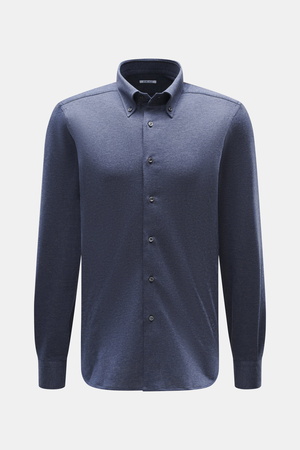 Fray Italy Fray - Herren - Jersey-Hemd Button-Down-Kragen 'Boston' graublau meliert