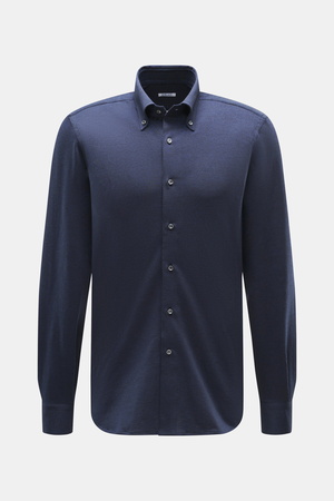 Fray Italy Fray - Herren - Jersey-Hemd Button-Down-Kragen 'Boston' navy meliert