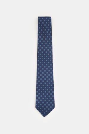 Borrelli  - Herren - Seidenkrawatte navy/blau/gelb gemustert