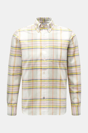 04651 / A trip in a bag - Herren - Casual-Hemd 'Madras Shirt' Button-Down-Kragen offwhite/rosé/gelb kariert