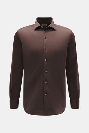 Gherardi  - Herren - Casual Hemd Haifisch-Kragen dunkelbraun