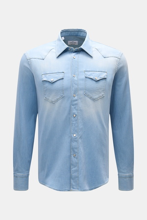 Gherardi  - Herren - Chambray-Hemd Kent-Kragen hellblau