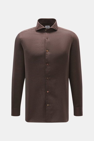 Giampaolo  - Herren - Casual Hemd Haifisch-Kragen dunkelbraun meliert
