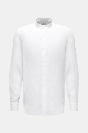 Giampaolo  - Herren - Leinenhemd Grandad-Kragen weiß